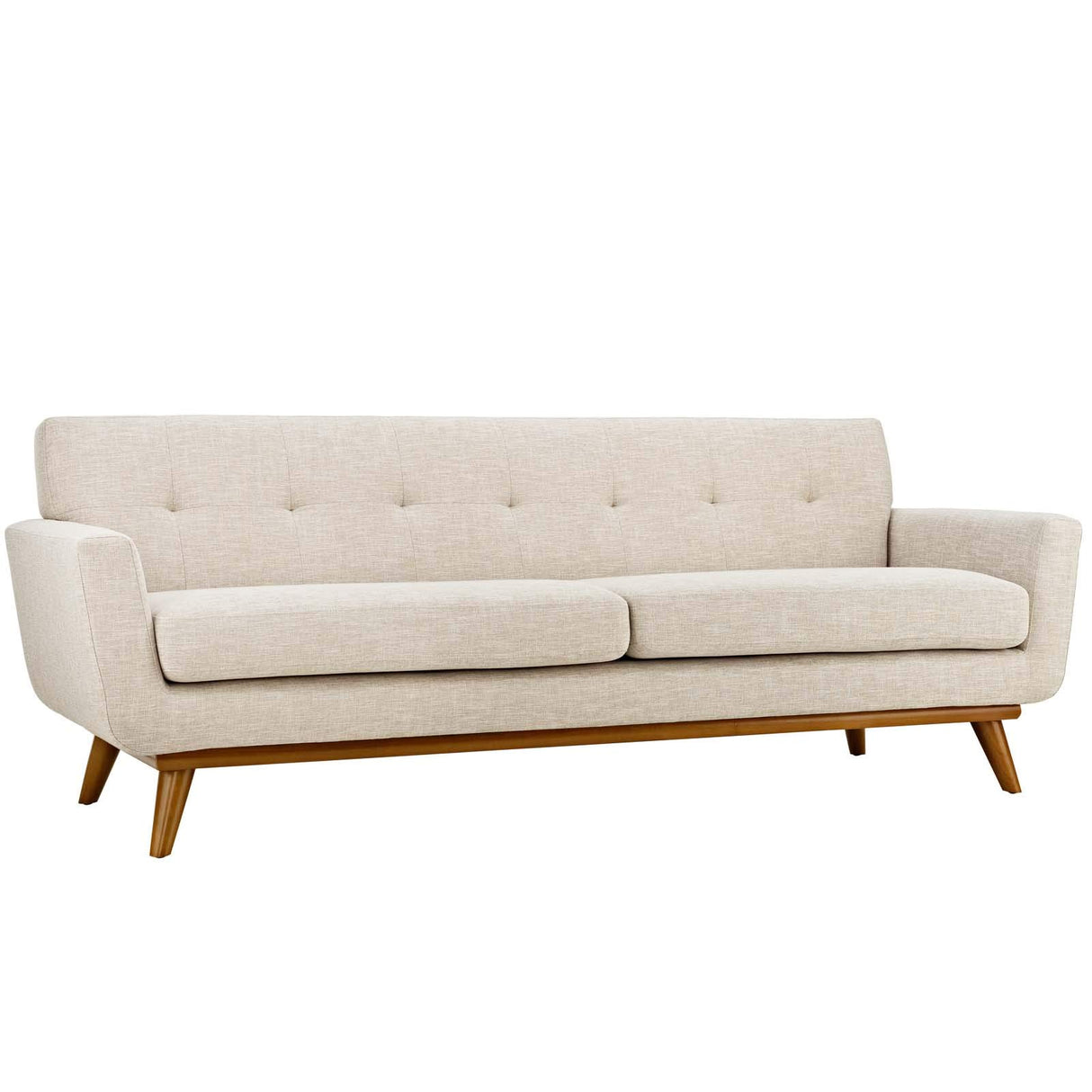 Modway Engage Mid-Century Modern Upholstered Fabric Sofa in Beige Modway