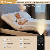 Donext Adjustable Bed Base Fabric Covered, King Bed Frame, Independent Head and Foot Incline, Zero Gravity Quiet Motor, Wireless Remote Control, 4 Ports USB, Under-Bed Nightlights, Electric Bed Base Donext
