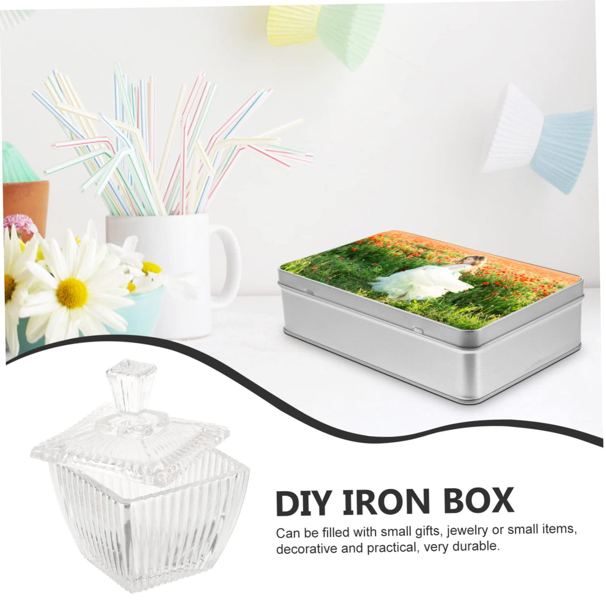 Box Sublimation Candy Tin Box Storage Box with Lid Cake Container Candy Containers Tin Pen Pencil Case Sublimation Metal Box Small Tin Box Tinplate Trinket Box Container SHOWERORO