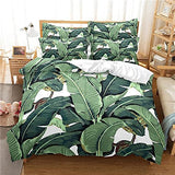 Banana Leaf Bedding Set Nordic Botanical Prints Duvet Cover Set 3d Fashion Design Luxury Queen Comforter Set King/Twin/Full Size Single Double 3 Piece Bed In A Bag (1 Quilt Cover,2 Pillowcases ) ZZBDSB