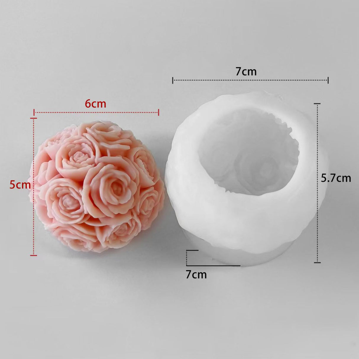 Rose Ball Round Candle Mold - Silicone 3D Molds for Candy & Home Decor - Resin Casting & Making Molds ESEENS