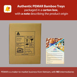 PEMAR Set of 6 Bamboo Wicker Serving Trays for Foods and Drinks, Rectangular Lap Trays for Breakfast. Decorative Bamboo Wood Basket Platters for Coffee Table, Picnic, Bed Eating PEMAR