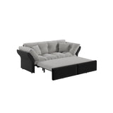 3 in 1 Convertible Pull Out Sleeper Sofa Couch Bed Queen Size, Tufted Velvet Futon Loveseat Recliner Lounge Chaise Cloud Pullout Sofabed with Soft Pillows Armrest, Side Pockets for Living Room Office Eafurn