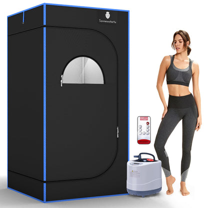 Portable Steam Sauna, Full Size Steam Sauna Box, 600D Canvas Personal Home Sauna Spa, at Home Full Body Sauna, FCC Certified 4L & 1600W Steam Generator with Remote Control, 70.9"x 35.4"x 35.4", Black