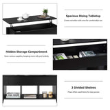 Tangkula Lift Top Coffee Table, Wood Home Living Room Modern Lift Top Storage Coffee Table w/Hidden Compartment Lift Tabletop Furniture (Black) Tangkula