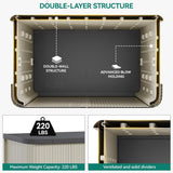 YITAHOME 73 Gallon Large Outdoor Storage Cabinet w/Shelf, Heavy-Duty Double-Wall Resin Storage Cabinet w/Sliding Doors for Indoor/Outdoor/Garage/Lawn Care, Waterproof, Light Gray YITAHOME