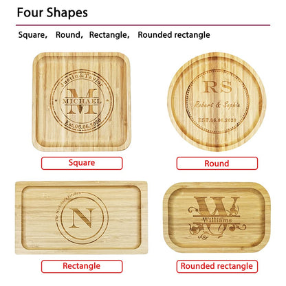 Mojia Personalized Bamboo Serving Trays and Platters, Custom Engraved Decorative Food Platters, Drinks Serving Trays (Rounded Rectangle) - WoodArtSupply