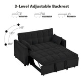 Suheww Sofa Bed, 3 in 1 Black Loveseat Sleeper Sofa for Living Room, 2 Seater Pull Out Sofa Cama Small Couch Bed Futon Lounge Sofa for Bedroom Small Spaces Living Room Suheww