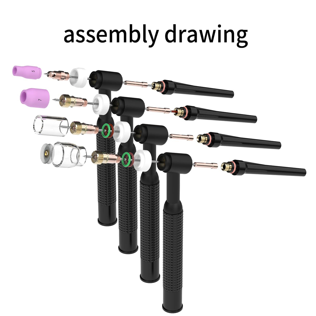 WelderElite 123 Pcs TIG Welding Torch Kit - Alumina Nozzle, Collets, Stubby Gas Lens #12 Heatproof Glass Cup, Consumables for WP-17/18/26 WelderElite