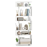 Giantex 6-Tier Geometric Bookcase, 64" Tall S-Shaped Bookshelf with Anti-Tipping Kit, Wood Freestanding Decorative Storage Display Shelves for Living Room, Bedroom & Home Office, White Giantex