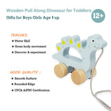 WoodenEdu Baby Toys Car,Wooden Pull Along Toddler Toy, Developmental Toy for 1 Year Old Girl Boy Birthday Gift (Dinosaur) WoodenEdu