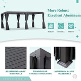 YOLENY 12' x 20' Louvered Pergola, Patio Hardtop Pergola with Adjustable Aluminum Rainproof Roof, Sun Shade Shelter with Netting and Curtains for YOLENY