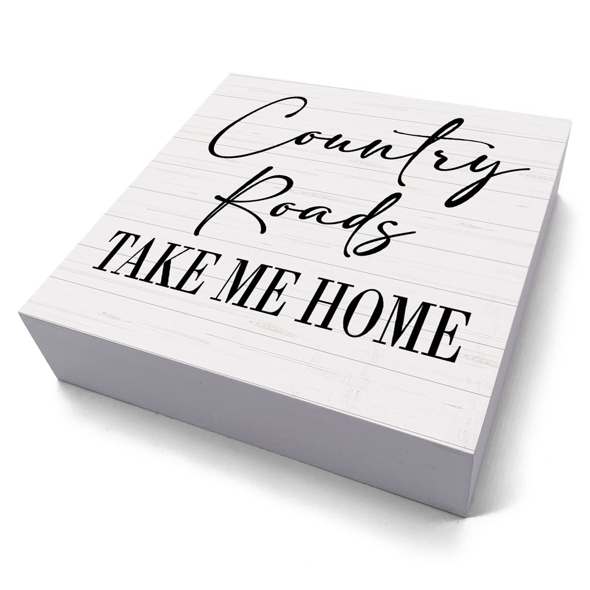 Country Home Farmhouse Sign Desk Decor Wooden Box Sign Housewarming Gift Rustic Wood Block Plaque Box Sign for Living Room Kitchen Bathroom Shelf Table Decoration Country Roads Take Me Home Sign HTBIG