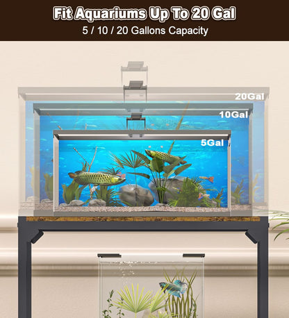 AnBaiMei 20 Gallon Aquarium Stand, Metal Fish Tank Stand with Adjustable 3-Tier Storage Shelf, Heavy Duty Reptile Breeder Turtle Tank Terrarium Rack Table for Home Office, 24" L x 12" W x 32. - WoodArtSupply