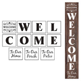 Welcome Stencils for Painting on Wood - 11 Pack Large Vertical Welcome Sign Stencil Templates for Wood Signs, Reusable Letter Stencils for Home, Patio, Porch Signs & Front Door Decorations REOLAN