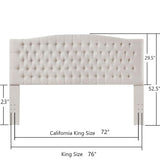 24KF Linen Upholstered Tufted Button King Headboard and Comfortable Fashional Padded King/California King Size headboard - Ivory 24KF