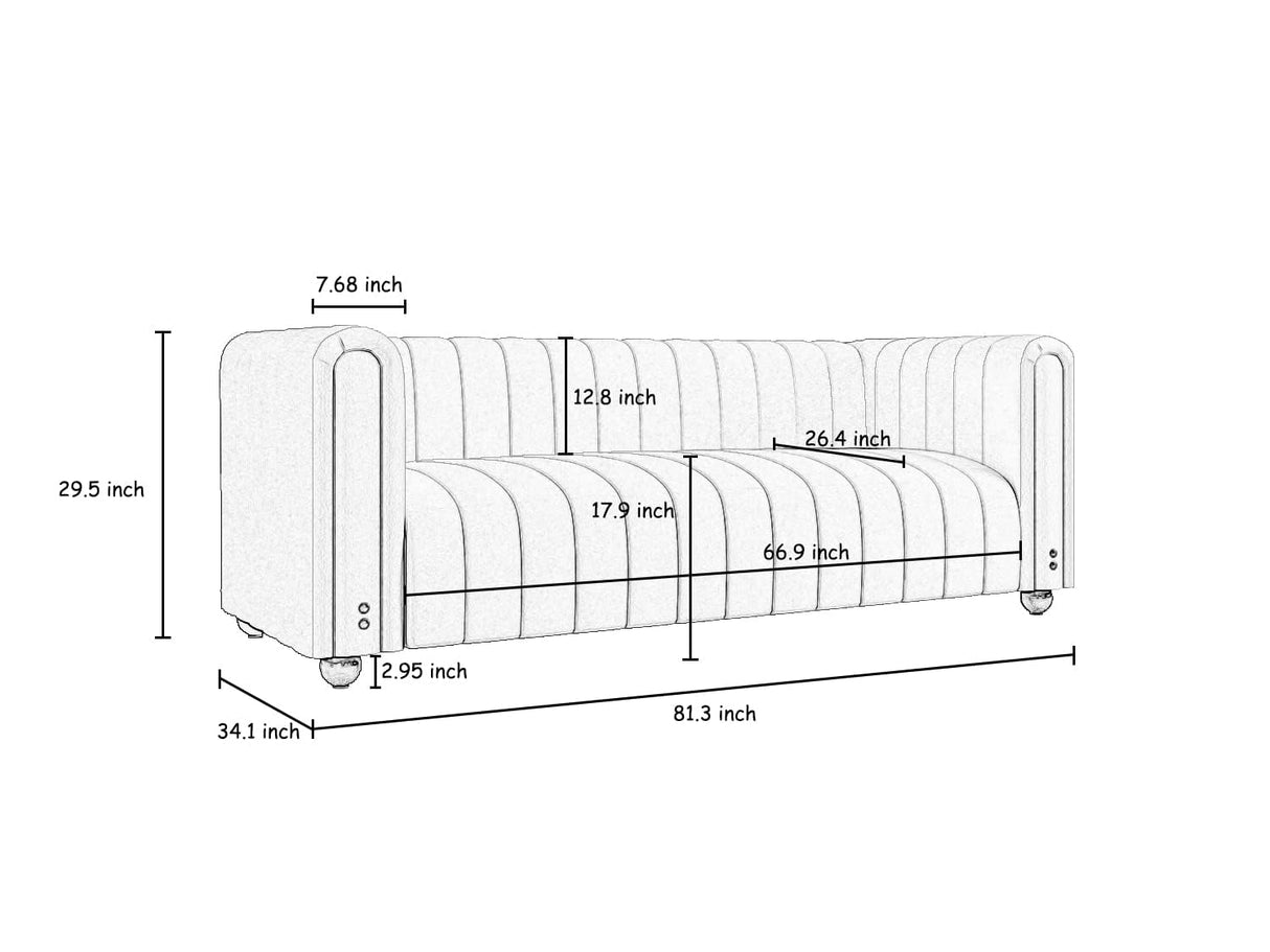 STORFENBOR 81" Orange Velvet Sofa Mid Century Modern Couch for 3 Person Chesterfield Tufted Velvet Couches for Living Room Apartment Bedroom Office STORFENBOR