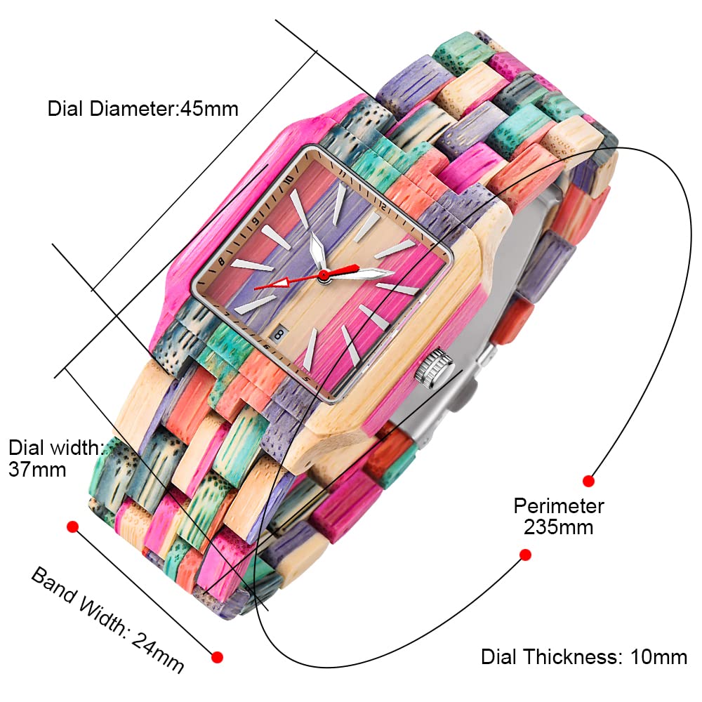 Dentily Women Square Wood Watches Handmade Wooden Quartz Ladies Womens Watch Women's Wooden Watch Dentily