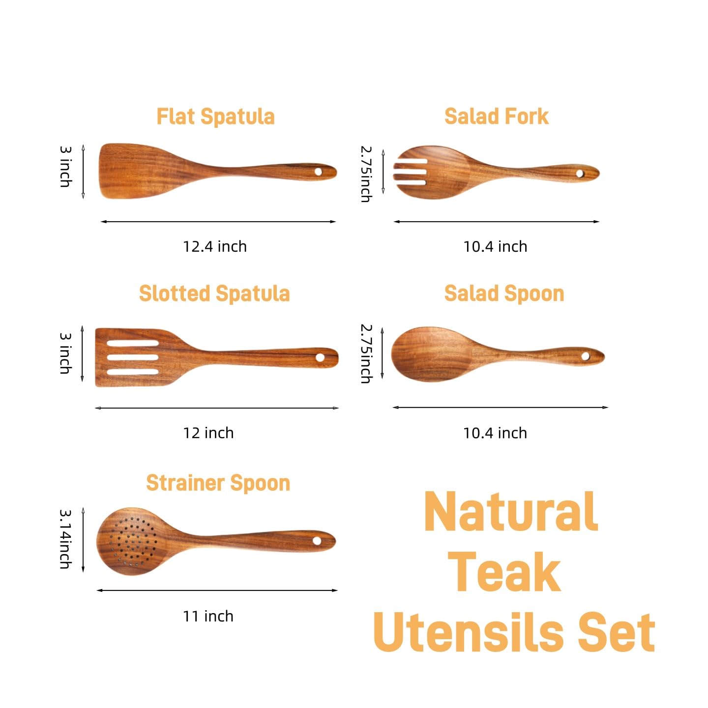 Yhendelion 5 Piece Wooden Spoons for Cooking - Natural Finish Wooden Cooking Utensils - Soft Grip Wood Spoons - Non-Stick Wooden Spoons