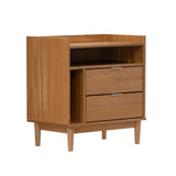 Walker Edison Blythe Mid-Century Modern Tray-Top Storage Nightstand, 25 Inch, Caramel Walker Edison