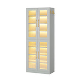 NicBex Shoe Cabinet with Acrylic Doors, Freestanding Shoe Storage Cabinet with LED Lights, Modern Tall Shoes Rack Organizer for Entryway, Living Room, Gray NicBex