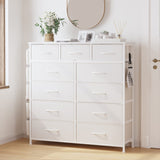 LIVEHOM Dresser for Bedroom with 11 Drawer, Dressers & Chests of Drawers with Side Pockets, Hooks, Fabric Storage Drawer, Steel Frame, Wood Top, Organizer Unit and Pull Handle for Closet. LIVEHOM
