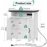 Suadism 20 Gallon Aquarium Stand With Charging Station, Farmhouse Fish Tank Stand, Reptile Tank Stand Terrarium Stand with Drawer and Cabinet Storage, Sturdy Heavy Duty 27.6"×15.7" Tabletop - White Saudism