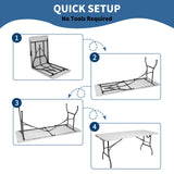 USEFULTEK Plastic Folding Table 6ft for Camping, Party, Dining, Barbecue, Picnic with Carrying Handle, Locks - White USEFULTEK