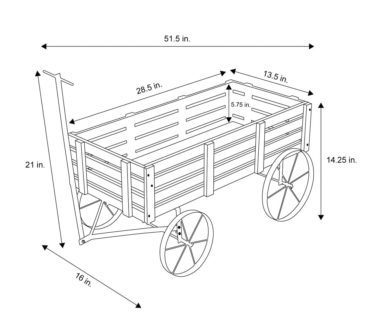 Shine Company Decorative Buckboard Wagon Garden Planter, Wooden Wagon Yard Décor for Outdoor Plants, Gray Shine Company