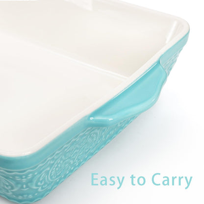 SOUJOY Set of 3 Porcelain Bakeware Set, Casserole Dishes for Oven, Rectangular Baking Dishes with Handles, Lasagna Pan for Cooking, Kitchen, Cake Dinner, Wedding Gift, Banquet and Daily Use