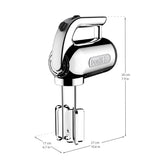 Dualit Hand Mixer - 400W - Strong Grip Handle - Attachments Included - Integral Plug Storage - 4 Speed Settings - Repairable gears - Flat Beaters, Dough Hooks, Balloon Whisk Dualit