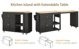 JassmiPkwy 77.8'' Rolling Kitchen Island with Extendable Dining Table for 2-4, 2 in 1 Kitchen Islands Cart on Wheels, Storage Cabinet with Drawer, 2-Tier Storage Shelf, Black JassmiPkwy