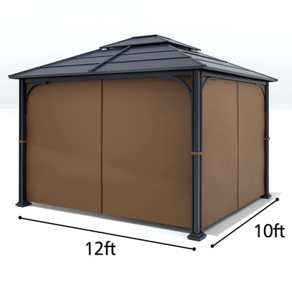 Gazebo Universal Replacement Privacy Curtain - Wonwon Privacy Panel Canopy Side Wall with Zipper for 10' x 12' Outdoor Gazebo (Brown)