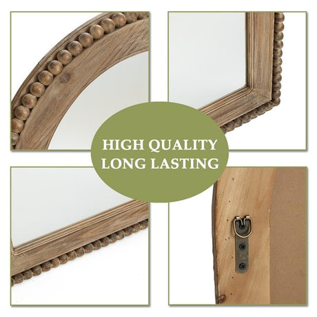 LuxenHome Traditional Arch Wall Mirror, Wood Framed Arch Window Wall Mirror, Farmhouse Decor, Decorative Wooden Mirror, Accent Entryway Wall Mirror, Wall Mounted Mirror Living Room Wall Decor LuxenHöme