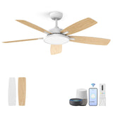 Roomratv Ceiling Fans with Lights,52 inch Smart Ceiling Fans with Dimmable LED Light Compatible with Google Assistant Alexa App Control(White) Roomratv