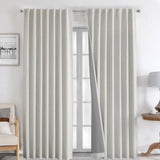 Joydeco 100% Greyish White Blackout Curtains 108 inches Long Linen Curtains 2 Panels Set Burg for Bedroom Living Room Blackout Darkening Thermal Insulated Back tab RodPocket(52x108 inchGreyishWhite) Joydeco