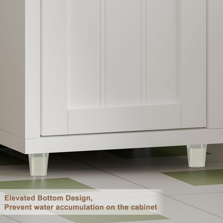 ChooChoo Narrow Bathroom Storage Cabinet with Adjustable Shelves, Tall Storage Cabinet with 2 Doors and 1 Drawer, Freestanding Cupboard for Small Spaces, White ChooChoo