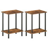 HOOBRO End Tables Set of 2, Small Side Table, Nightstand with 2-Layer Storage Shelves, Sofa Table for Small Spaces, Living Room, Bedroom, Stable Frame, Easy Assembly, Rustic Brown BF09BZP201 HOOBRO