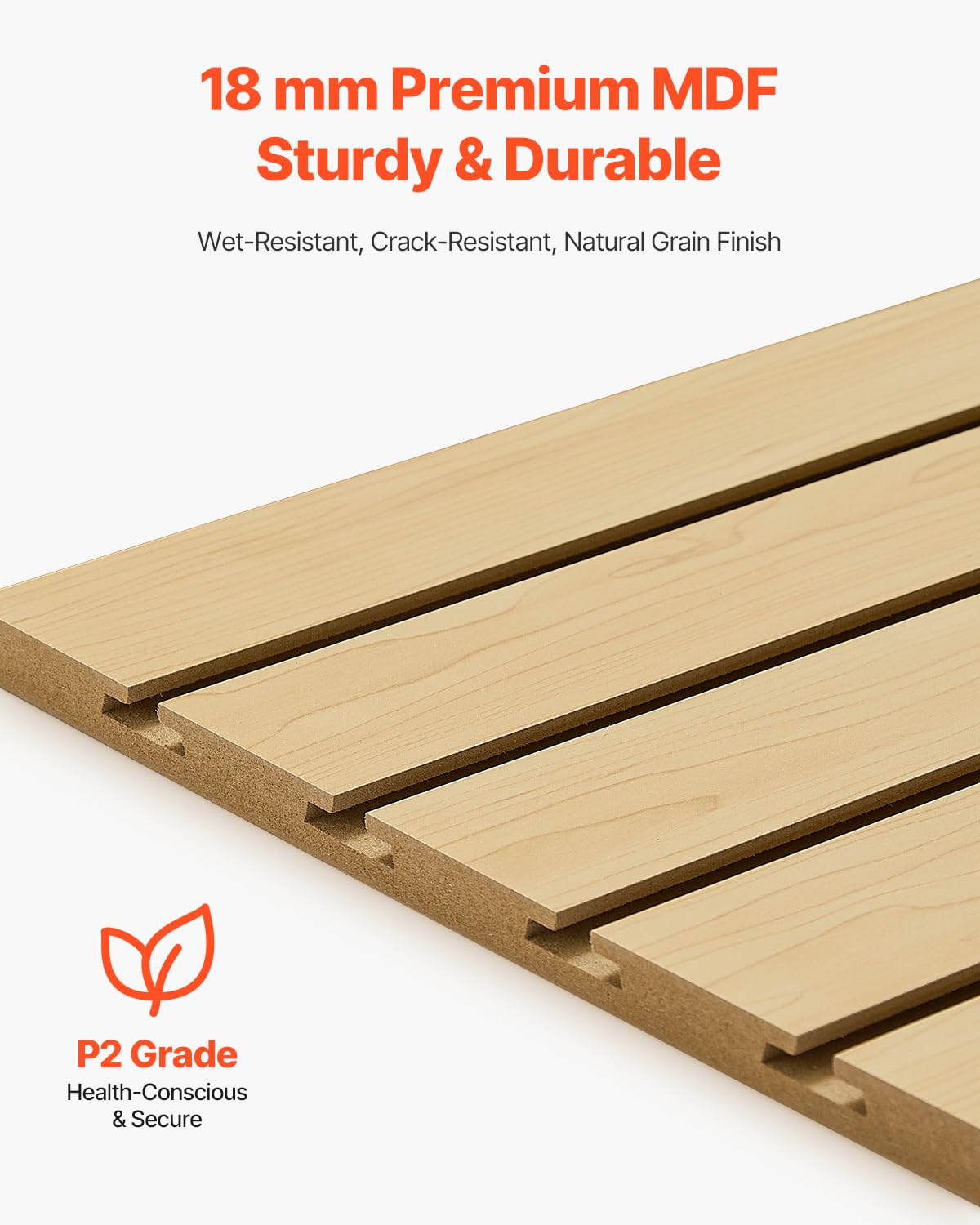 VEVOR Slat Wall Paneling, 4 x 4ft, MDF Garage Slatwall with Modular Design, Natural Slat Wall Easy-to-Install Adjustable Slatwall Panel with Coupling Structure & DIY Cutting, Fit for Storage & Display VEVOR