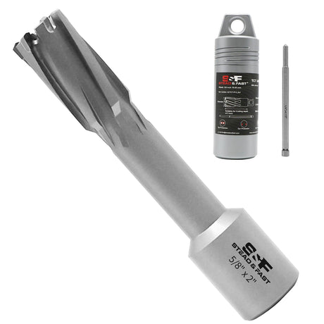 Carbide Annular Cutter 5/8" Cutting Diameter, 2" Depth of Cut, 3/4" Weldon Shank S&F STEAD & FAST