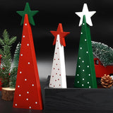 Christmas Decorations Indoor, Christmas Decor - 3 PCS Wooden Xmas Tree Signs with Stars for Home, Table, Fireplace Mantel, Shelf, Office Desk, Party Decor - Xmas Holiday Decorations AKEROCK