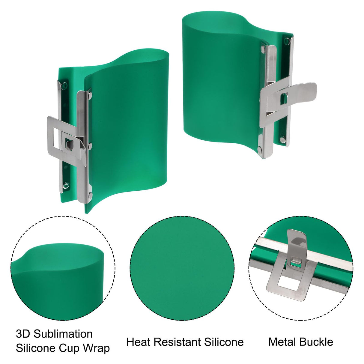 HARFINGTON 3Pcs Silicone Mug Clamp 11 Oz, 15 OZ, 17 Oz 3D Sublimation Silicone Cup Wrap Fixture for Printing Heat Transfer Machine, Green HARFINGTON