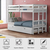 Giantex Versatile Twin Over Pull-Out Bunk Bed with Trundle - Solid Wood in White Giantex