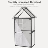 MEDEHOO Outdoor Storage Shed with Floor and Waterproof Roof - Metal Framed Tool Cabinet with Adjustable Shelves - Double Lockable Doors for Backyard, Garden, Patio (Off-White) MEDEHOO