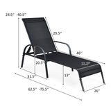 Giantex Patio Lounge Chair, Outdoor Chaise Lounge with 5 Adjustable Backrest, Sturdy Steel Frame, Sunbathing Recliner, Beach Chair, Tanning Chair for Outside, Yard, Balcony, Pool Chairs, Black Giantex