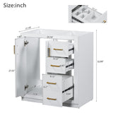 Virubi 30 Inch Bathroom Vanity with Ceramic Sink, Traditional Bathroom Storage Cabinet with 3 Drawers and 2 Chevron Front Doors, Solid Wood Frame Bathroom Vanities Virubi