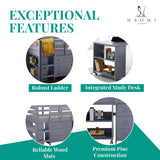 Naomi Home Low Loft Bed Twin Loft Bed with Desk and Storage Kids Beds for Boy Solid Pine Wood Toddler Loft Bed with Storage, Ladder Storage Guard Rails, No Box Spring Needed, Loft Bed Gray Naomi Home