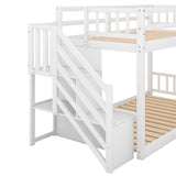 Harper & Bright Designs Low Bunk Beds Twin Over Twin Size, Solid Wood Bunk Bed with Storage and Guardrail for Kids and Toddler Harper & Bright Designs