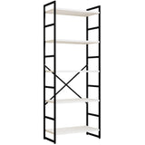 Shintenchi 5-Tier Industrial Bookshelf - Elegant White Bookcase for Living Room, Bedroom, or Office Shintenchi