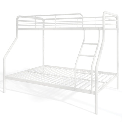 Giantex Metal Bunk Beds Twin Over Full Size, Heavy Duty Bunk Bed for Teens Adults with Ladder & Guardrails, Space Saving Metal Bunk Bed for Dorm, Bedroom, Apartment, No Box Spring Needed (White)